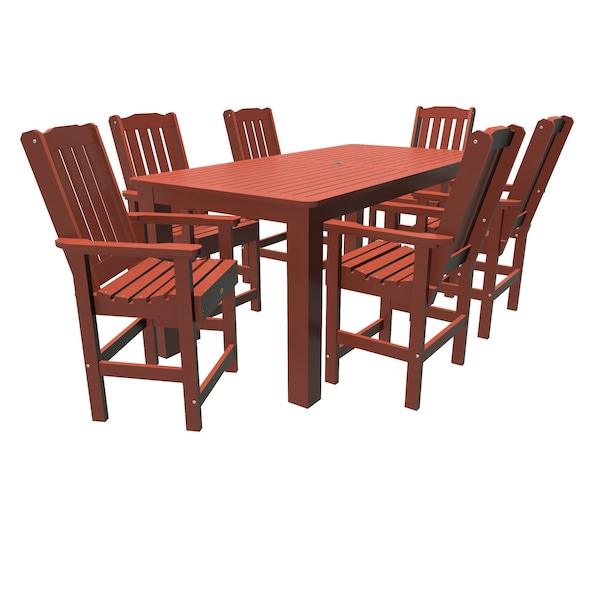 Highwood Usa Lehigh 7pc Rectangular Counter Height Outdoor Patio Furniture Dining Set 84 x 42 AD-ST7LH2CO5BA-RED - main